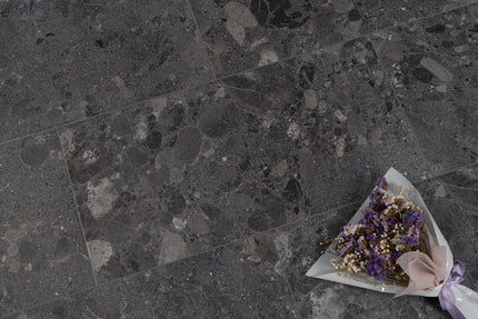 Terrazzo Look Bathroom Floor Tile Black Matt 300X600 ,