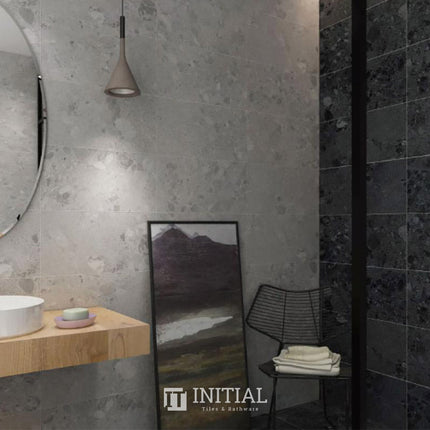 Terrazzo Look Bathroom Floor Tile Black Matt 300X600 ,