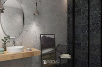 Terrazzo Look Bathroom Floor Tile Black Matt 300X600 ,