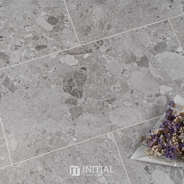 Terrazzo Look Bathroom Floor Tile Grey Matt 300X600 ,