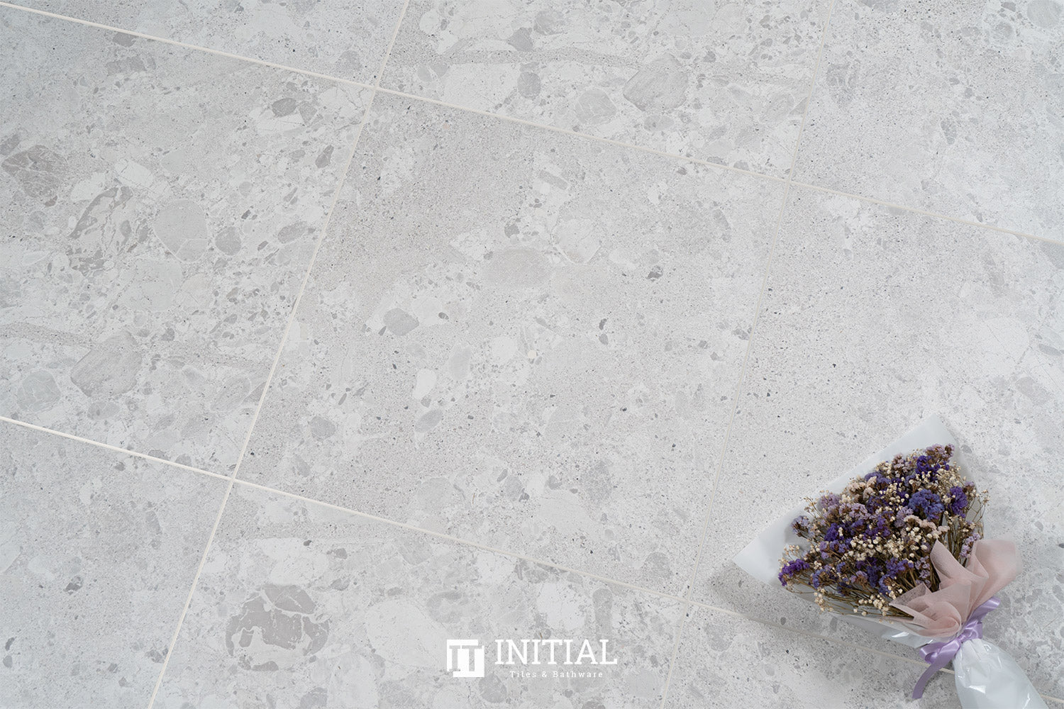 Terrazzo Look Bathroom Floor Tile White Matt 600X600 ,