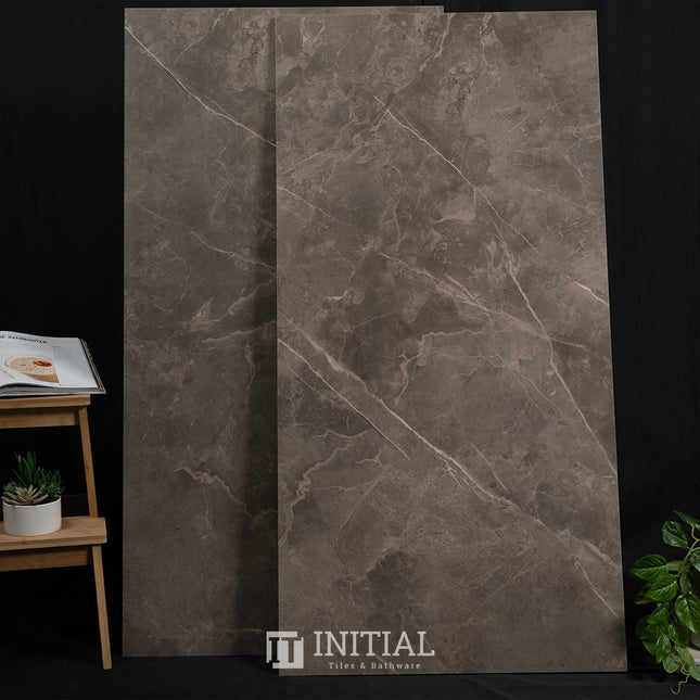 Marble Look Wall & Floor Tile Pietra Brown Polished 600X1200 ,