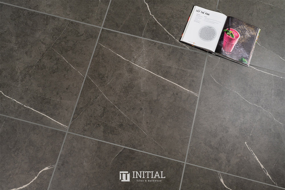 Marble Look Floor Tile Valley Dark Grey Matt 600X600 ,