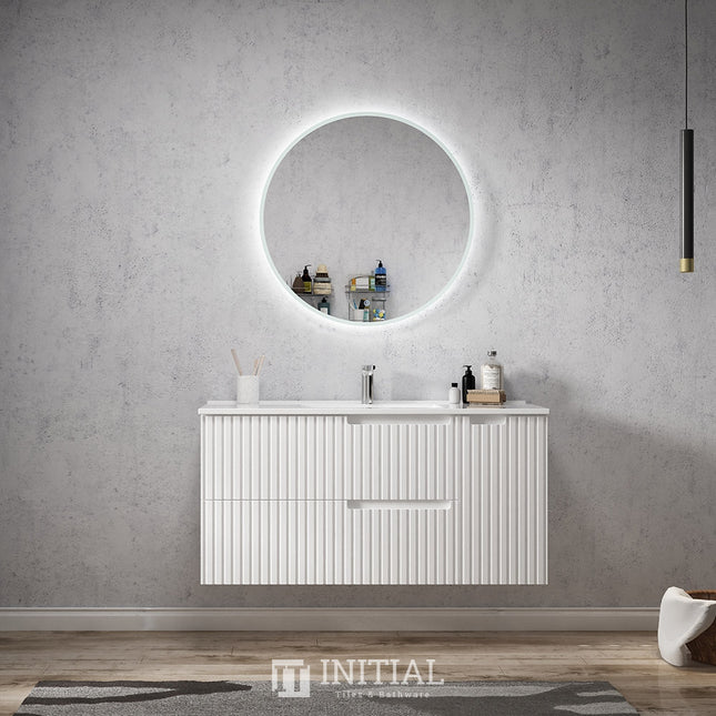 Otti Massa Wall Hung Vanity with 2 Drawers Soft Close Doors Matt White 1190W X 550H X 460D ,