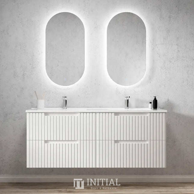 Otti Massa Series Wall Hung Vanity with 4 Drawers Soft Close Doors Matt White 1490W X 550H X 460D ,