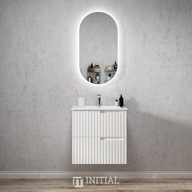 Otti Massa Series Wall Hung Vanity with 2 Drawers Soft Close Doors Matt White 590W X 550H X 460D ,