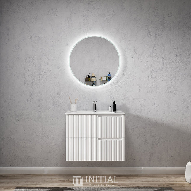 Otti Massa Series Wall Hung Vanity with 2 Drawers Soft Close Doors Matt White 740W X 550H X 460D ,