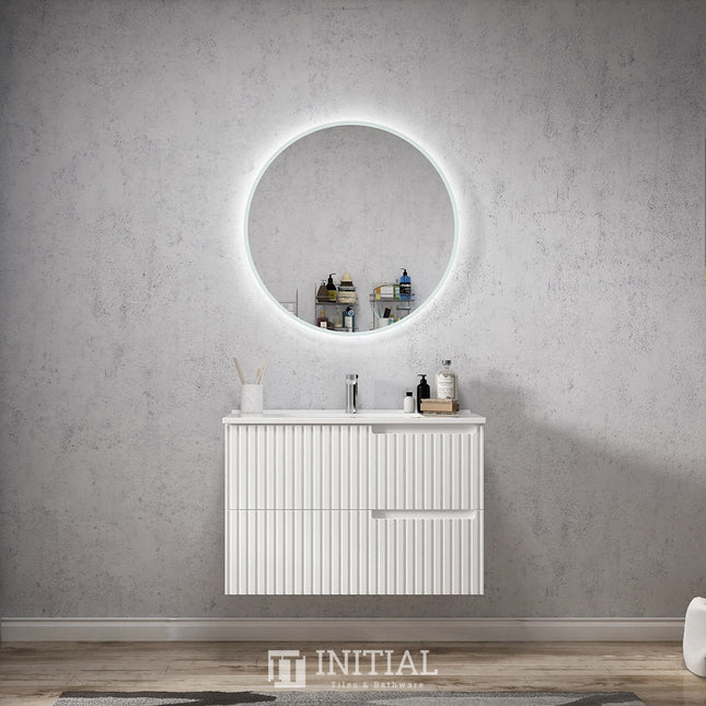 Otti Massa Series Wall Hung Vanity with 2 Drawers Soft Close Doors Matt White 890W X 550H X 460D ,