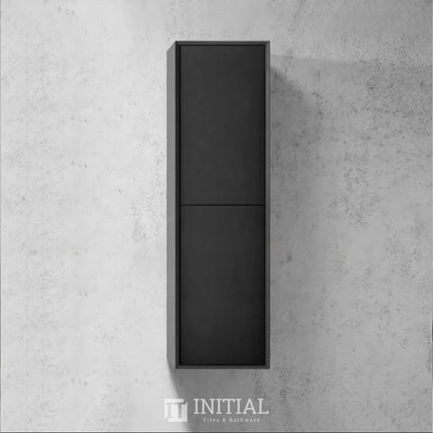 Otti Milano Wall Hung Tall Boy Vanity With Soft Closing 2 Doors Matt Black 350W X 1200H X 300D ,