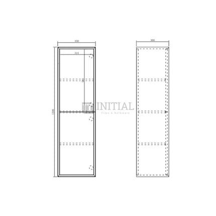 Otti Milano Wall Hung Tall Boy Vanity With Soft Closing 2 Doors Matt Black 350W X 1200H X 300D ,