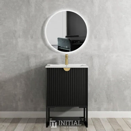 Otti Milano Series Wall Hung Vanity with 2 Drawers Soft Close Doors Matt Black 590W X 550H X 460D , With 600mm Leg