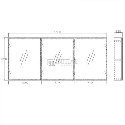 Otti Moonlight LED Shaving Cabinet with 3 Doors 1500W X 650H X 130D ,