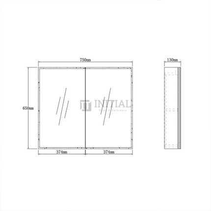 Otti Moonlight LED Shaving Cabinet with 2 Doors 750W X 650H X 130D ,