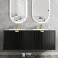 Otti Milano Series Wall Hung Vanity with 4 Drawers Soft Close Doors Matt Black 1490W X 550H X 460D , Cabinet Only None