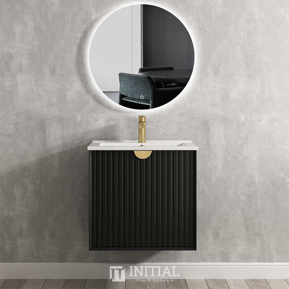 Otti Milano Series Wall Hung Vanity with 2 Drawers Soft Close Doors Matt Black 740W X 550H X 460D , With Ceramic Top None
