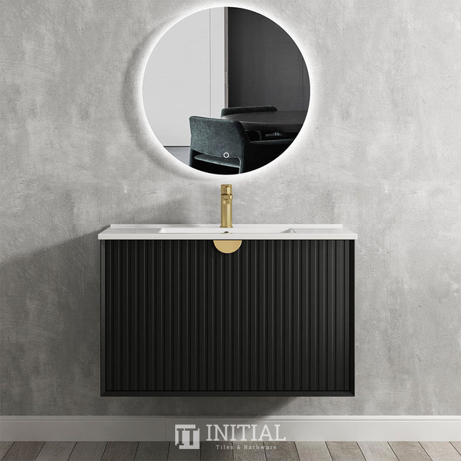 Otti Milano Series Wall Hung Vanity with 2 Drawers Soft Close Doors Matt Black 890W X 550H X 460D ,