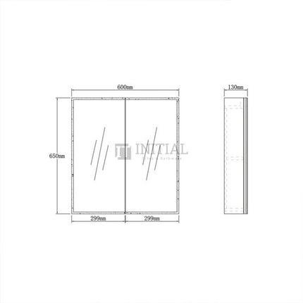 Otti Moonlight LED Shaving Cabinet with 2 Doors 600W X 650H X 130D ,