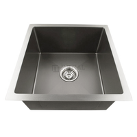 Square Stainless Steel Kitchen & Laundry Sink Dark Grey 440X440X205 ,