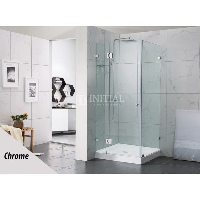 800-1200 x 2000mm Square Frameless Hinge Door with Return Panel adjustable 10mm Glass , 800x800x2000 Chrome