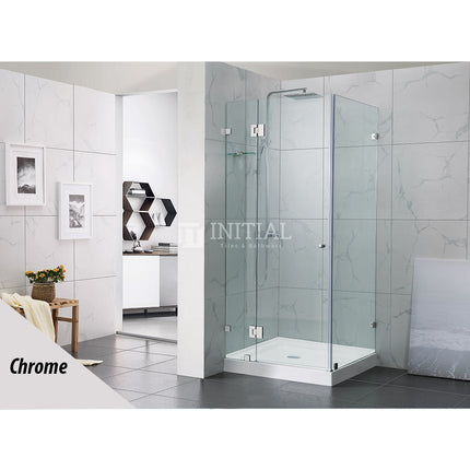 800-1200 x 2000mm Square Frameless Hinge Door with Return Panel adjustable 10mm Glass , 800x800x2000 Chrome