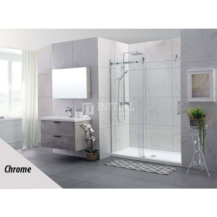 Wall to wall Frameless Sliding Door adjustable 10mm Glass Chrome/Black 950-1180 x 2000mm , 950-1000 Chrome