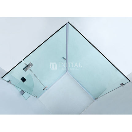 800-1200 x 2000mm Square Frameless Hinge Door with Return Panel adjustable 10mm Glass ,