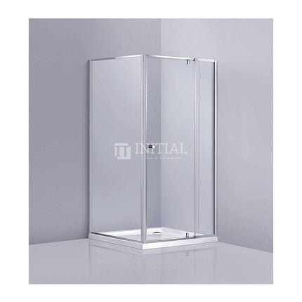 L shape Semi Frame Pivot Door Shower Screen with Return Panel 700-1320x1900mm ,
