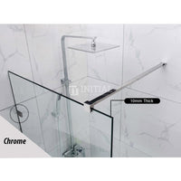 Single Frameless Fixed Panel Shower Screen 10mm Glass Chrome/Black from 400 to 1200x2000mm ,