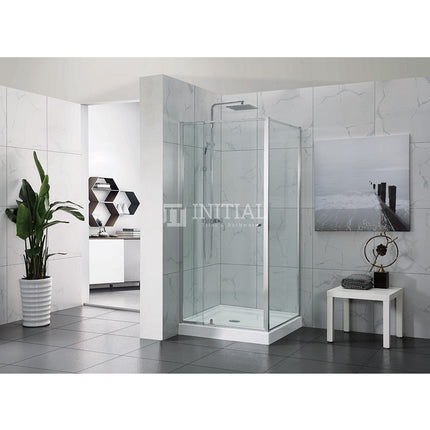 L shape Semi Frame Pivot Door Shower Screen with Return Panel 700-1320x1900mm ,