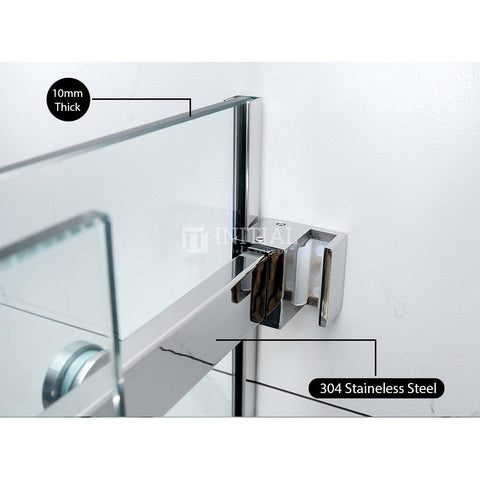 L shape Frameless Sliding Door adjustable 10mm Glass Chrome/Black 1650-2000 x 2000mm ,