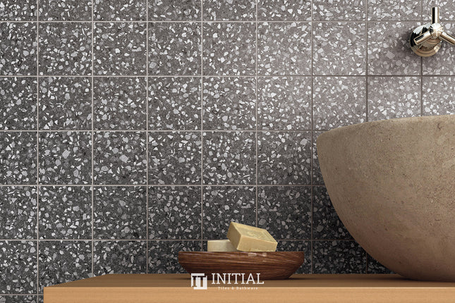 Terrazzo Look Tile Opimo Dark Grey Matt 300X300 ,