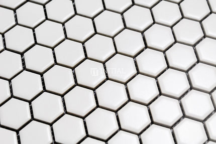 Mosaic Glazed Hexagon 23mm White Gloss 260mm x 300mm ,