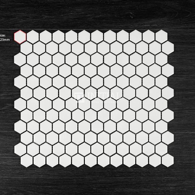 Mosaic Glazed Hexagon 23mm White Gloss 260mm x 300mm ,