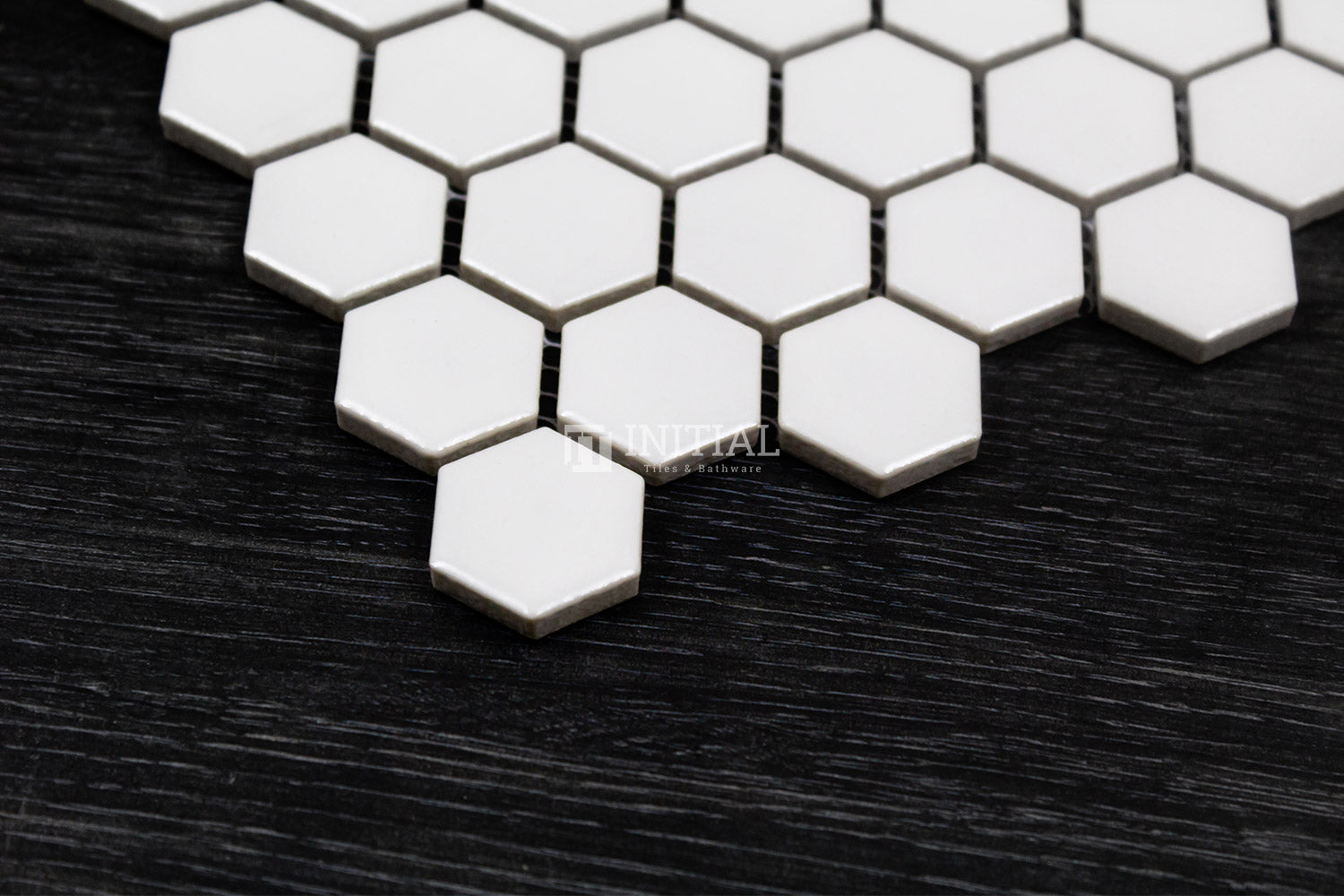 Mosaic Glazed Hexagon 23mm White Gloss 260mm x 300mm ,