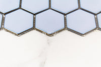 Mosaic Glazed Hexagon 51x59mm Gloss Antique Blue ,