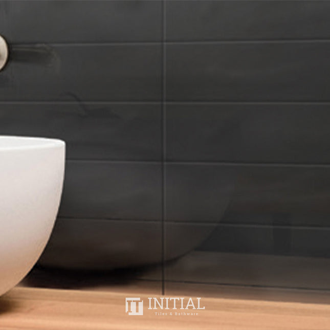 Subway Tile Marshmallow Charcoal Gloss 75X300 ,