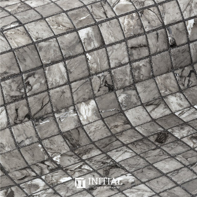 Swimming Pool Mosaic Ezzari Zen Mid Grey & Black Marbling ,