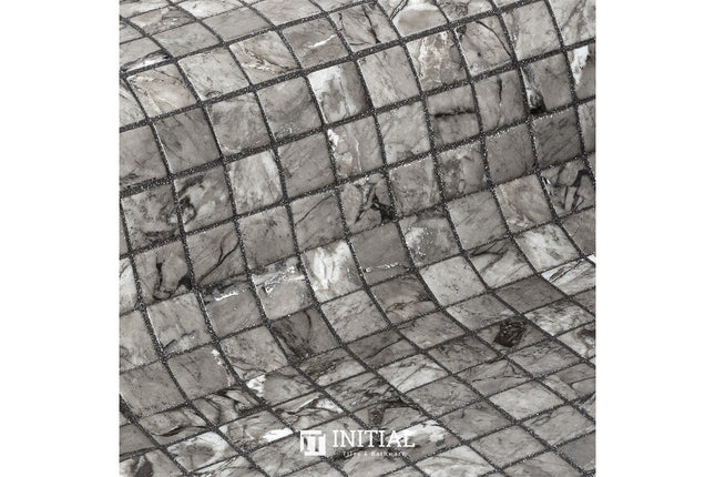 Swimming Pool Mosaic Ezzari Zen Mid Grey & Black Marbling ,