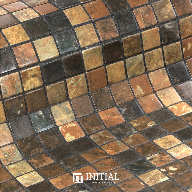 Swimming Pool Mosaic Ezzari Zen Varied Brown Rusty Tones ,