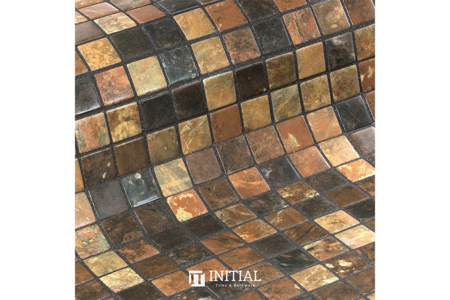 Swimming Pool Mosaic Ezzari Zen Varied Brown Rusty Tones ,