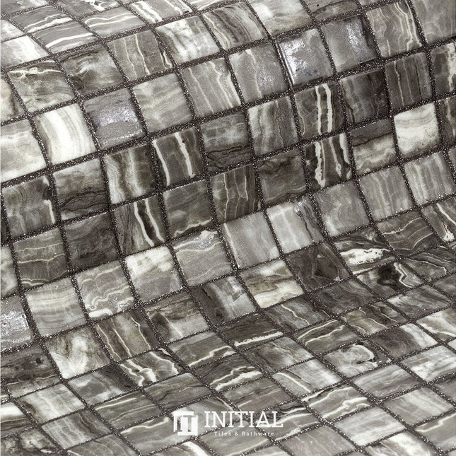 Swimming Pool Mosaic Ezzari Zen Mid to Dark & Grey Striping ,