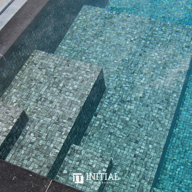 Swimming Pool Mosaic Ezzari Zen Mid to Dark & Grey Striping ,