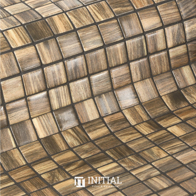 Swimming Pool Mosaic Ezzari Zen Mid Brown & Dark Striping ,