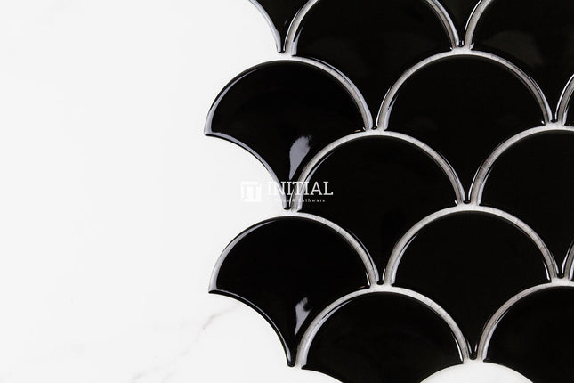 Feature Mosaic Shell Fish Scale Mosaic Gloss Black 259X273 ,