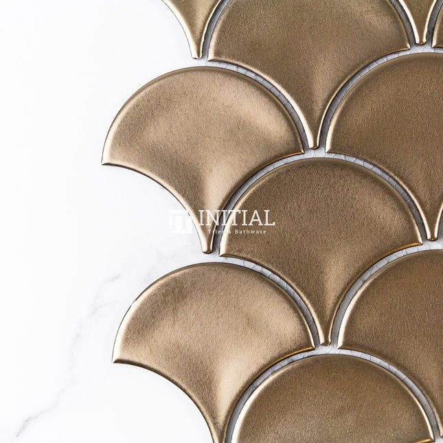 Feature Mosaic Shell Fish Scale Mosaic Matt Bronze Metal Plated 259X273 ,