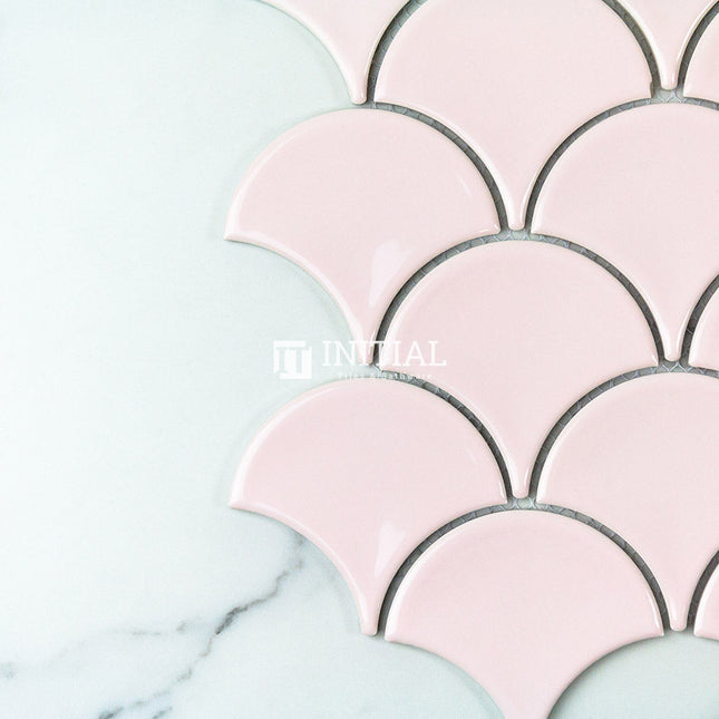 Feature Mosaic Shell Fish Scale Mosaic Gloss Pastel Pink 259X273 ,