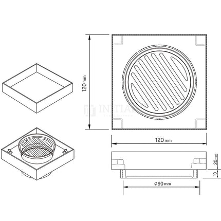 Bathroom S/S Smart Square Tile Insert Floor Waste ,