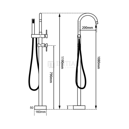 Bathroom Louis Lever Series Freestanding Bath Mixer With Hand held Shower Matt Black ,