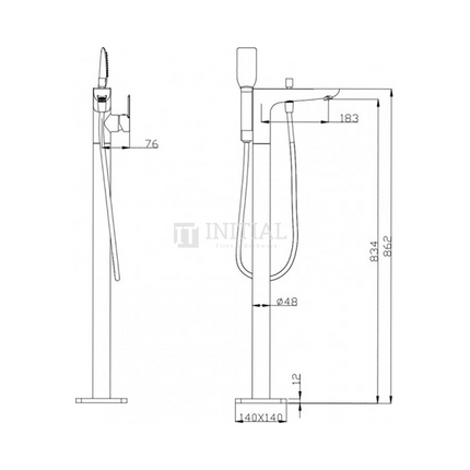 Bathroom Freestanding Bath Mixer With Hand held Shower Matt Black ,
