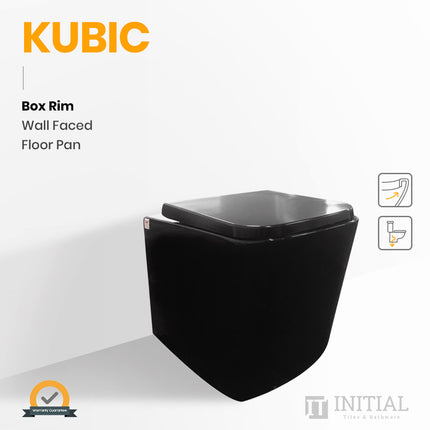 Kubic Box Rim Wall Faced Floor Pan Toilet Ceramic Black 595X345X410 ,